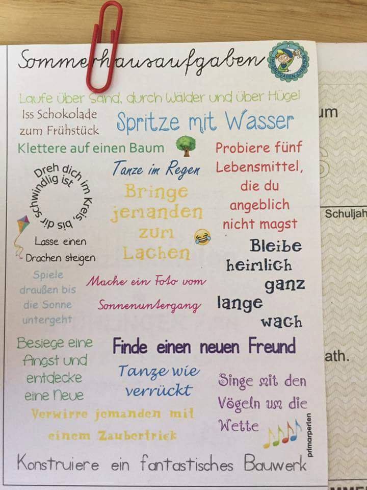Postkarte Sommerhausaufgaben