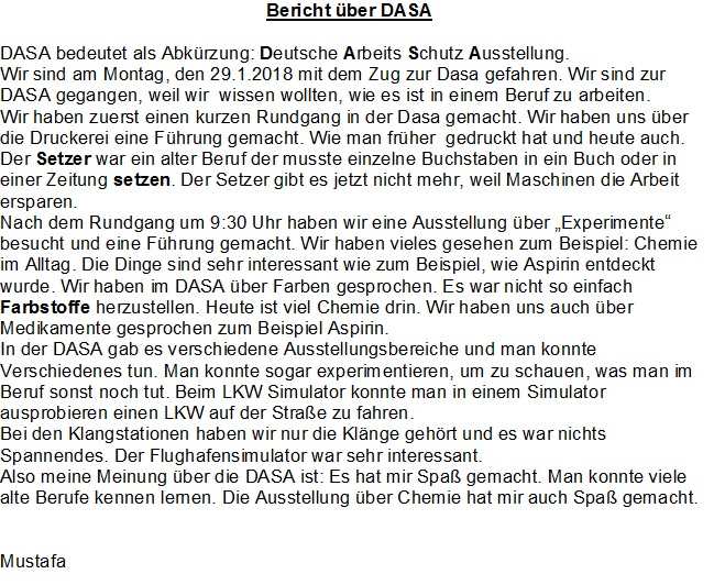 Bericht DASA